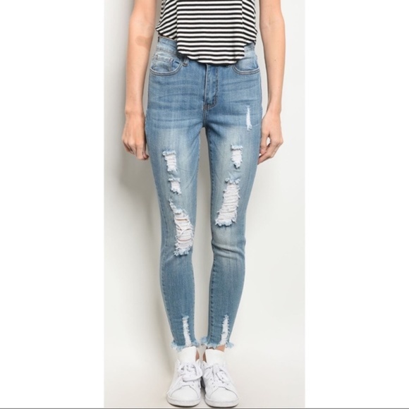 Denim Distressed Fray Skinny Jeans *Couture Gypsy* - Picture 4 of 4